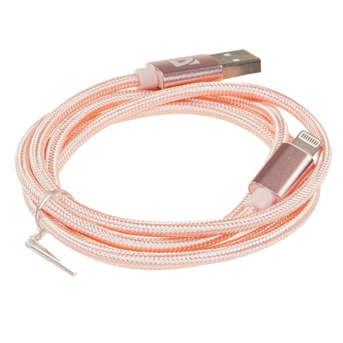 Купить Кабель круглый Defender Lightning 8-pin - USB 2.0 Type-A розовый 1 м  5479425. Характеристики, отзывы и цены в Донецке