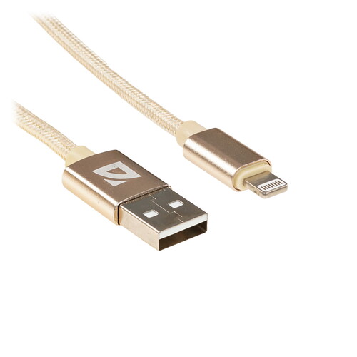 Купить Кабель круглый Defender Lightning 8-pin - USB 2.0 Type-A золотистый 1 м  5479424. Характеристики, отзывы и цены в Донецке