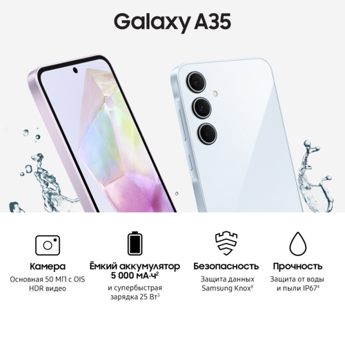 Купить 6.6" Смартфон Samsung Galaxy A35 128 ГБ голубой  5498681. Характеристики, отзывы и цены в Донецке