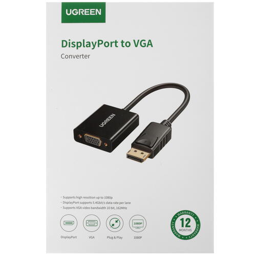 Купить Переходник однонаправленный Ugreen DisplayPort - VGA, 0.15 м  4714148. Характеристики, отзывы и цены в Донецке
