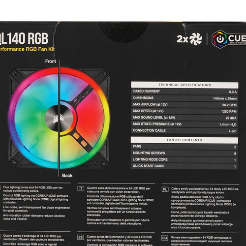 Купить Комплект вентиляторов Corsair iCUE QL140 RGB Dual Fan Kit with Lighting Node CORE  4758626. Характеристики, отзывы и цены в Донецке