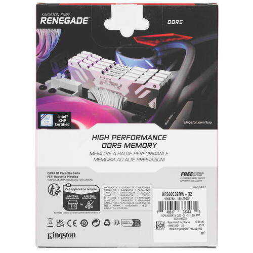 Купить Оперативная память Kingston Fury Renegade White [KF560C32RW-32] 32 ГБ  5406025. Характеристики, отзывы и цены в Донецке