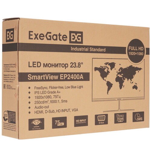 Купить 23.8" Монитор ExeGate SmartView EP2400A черный  9179628. Характеристики, отзывы и цены в Донецке