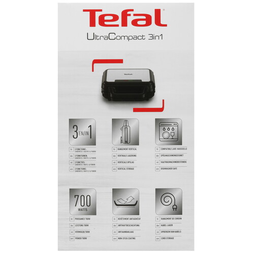 Купить Сэндвичница Tefal UltraCompact SW383D10 черный  5606948. Характеристики, отзывы и цены в Донецке