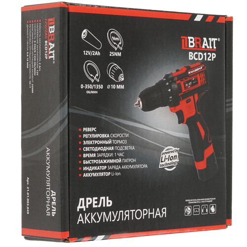Купить Дрель-шуруповерт BRAIT BCD12P  9230258. Характеристики, отзывы и цены в Донецке