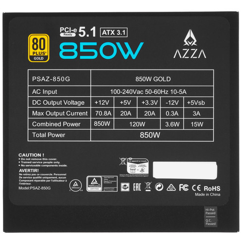 Купить Блок питания Azza PSAZ-850G [PSAZ-850] черный  5614612. Характеристики, отзывы и цены в Донецке
