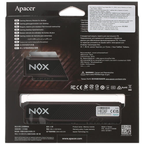Купить Оперативная память Apacer NOX [AH4U16G32C28YMBAA-2] 16 ГБ  5095693. Характеристики, отзывы и цены в Донецке