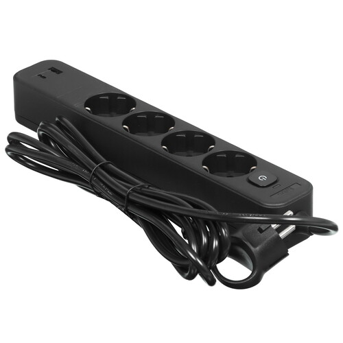 Купить Сетевой фильтр Intro SFE430-2xUSBAC-B черный  9131890. Характеристики, отзывы и цены в Донецке