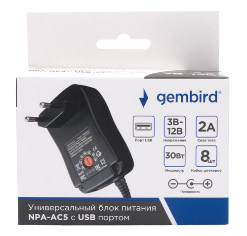 Купить Адаптер питания сетевой Gembird NPA-AC5  4863718. Характеристики, отзывы и цены в Донецке