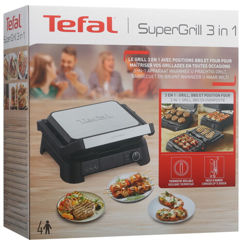 Купить Гриль Tefal SuperGrill 3 в 1 GC510DE0 серый  9299972. Характеристики, отзывы и цены в Донецке