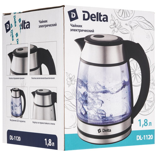 Купить Электрочайник DELTA DL-1120 серый  9233363. Характеристики, отзывы и цены в Донецке