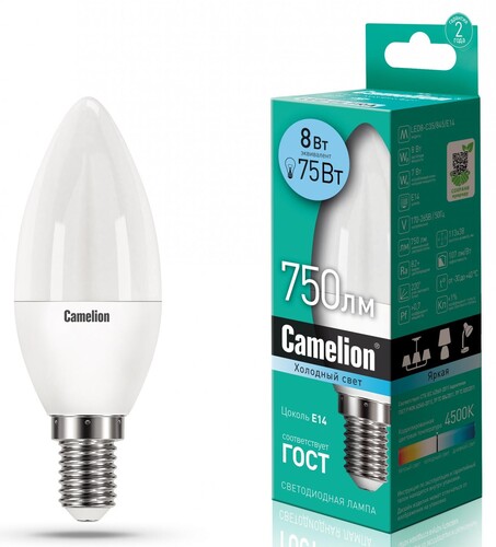 Купить Лампа светодиодная Camelion LED E14/C35/8w/845  5643001. Характеристики, отзывы и цены в Донецке