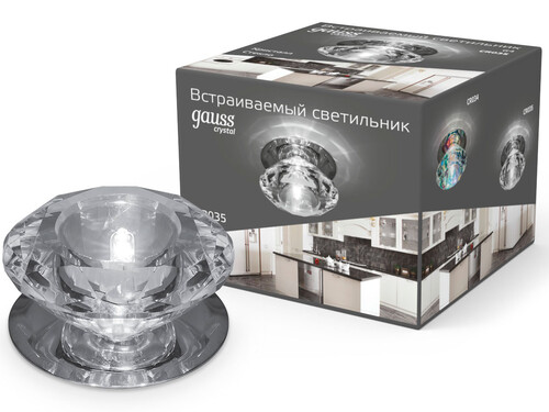 Купить Светильник потолочный Gauss CR035 прозрачный/серебристый  9126720. Характеристики, отзывы и цены в Донецке