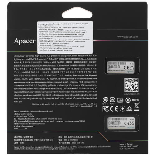 Купить Оперативная память Apacer NOX RGB [AH4U16G32C28YNBAA-2] 16 ГБ  5095720. Характеристики, отзывы и цены в Донецке
