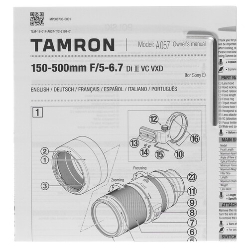 Купить Объектив Tamron 150-500mm f/5-6.7 Di III VC VXD  4824723. Характеристики, отзывы и цены в Донецке