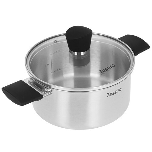 Купить Кастрюля Tesoro Siena КС421 2.1 л 18 см серебристый  5462725. Характеристики, отзывы и цены в Донецке