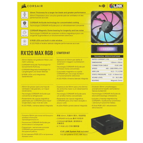 Купить Комплект вентиляторов Corsair iCUE LINK RX120 MAX RGB  9269923. Характеристики, отзывы и цены в Донецке