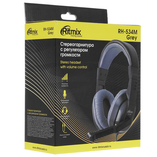 Купить Проводная гарнитура Ritmix RH-534M черный  4868341. Характеристики, отзывы и цены в Донецке