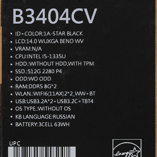 Купить 14" Ноутбук ASUS ExpertBook B3404CVA-Q50247 черный  5493936. Характеристики, отзывы и цены в Донецке