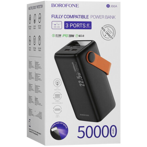 Купить Портативный аккумулятор Borofone BJ66A Magnifico черный  5603888. Характеристики, отзывы и цены в Донецке