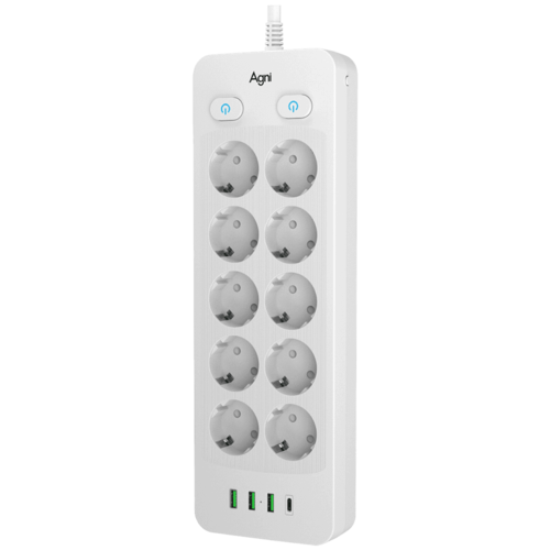 Купить Сетевой фильтр AGNI TP-FO4U10E-C белый  9289335. Характеристики, отзывы и цены в Донецке