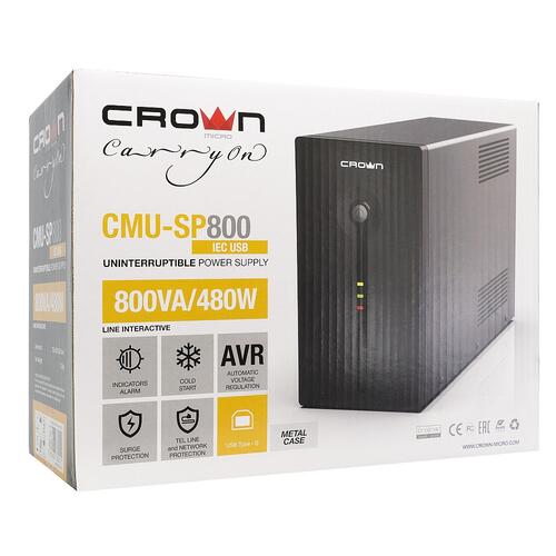 Купить ИБП CROWN CMU-SP800IEC USB  5418304. Характеристики, отзывы и цены в Донецке