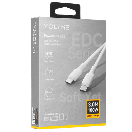 Купить Кабель круглый VOLTME USB Type-C - USB Type-C белый 3 м  9210891. Характеристики, отзывы и цены в Донецке