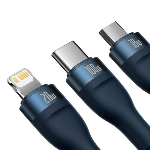 Купить Кабель круглый Baseus Lightning 8-pin, micro USB, USB Type-C - USB Type-C синий 1.5 м  5627811. Характеристики, отзывы и цены в Донецке