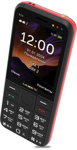 Купить Сотовый телефон teXet TM-315 черный/красный  9089164. Характеристики, отзывы и цены в Донецке