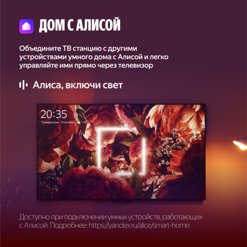 Купить 65" (164 см) Телевизор Яндекс ТВ Станция Бейсик YNDX-00077 черный  5493990. Характеристики, отзывы и цены в Донецке
