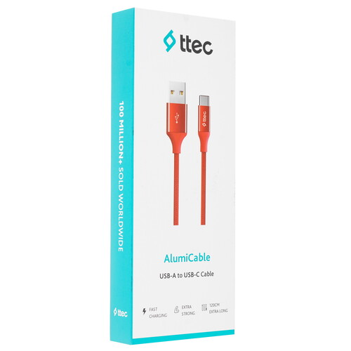 Купить Кабель круглый TTEC USB Type-C - USB 2.0 Type-A красный 1.2 м  9140758. Характеристики, отзывы и цены в Донецке
