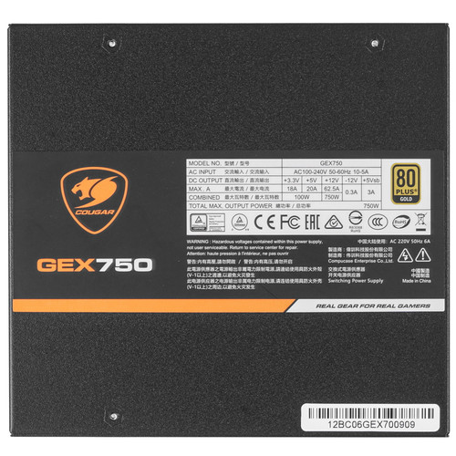 Купить Блок питания Cougar GEX750 [31GE075003P01] черный  1690960. Характеристики, отзывы и цены в Донецке