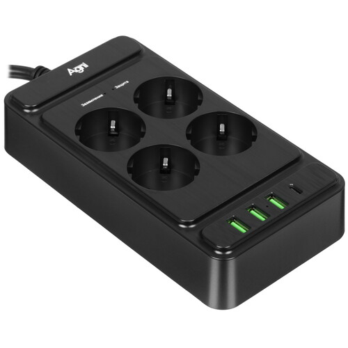 Купить Сетевой фильтр AGNI TP-FS4U4E-PD черный  9289278. Характеристики, отзывы и цены в Донецке