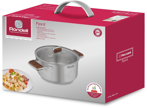 Купить Кастрюля Rondell Fjord RDS-1791 3.2 л 20 см серебристый  9309587. Характеристики, отзывы и цены в Донецке