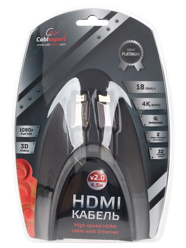 Купить Кабель  Cablexpert HDMI - HDMI, 4.5 м  1234310. Характеристики, отзывы и цены в Донецке