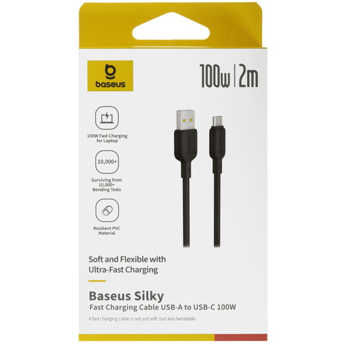 Купить Кабель круглый Baseus USB Type-C - USB 2.0 Type-A черный 2 м  5627516. Характеристики, отзывы и цены в Донецке
