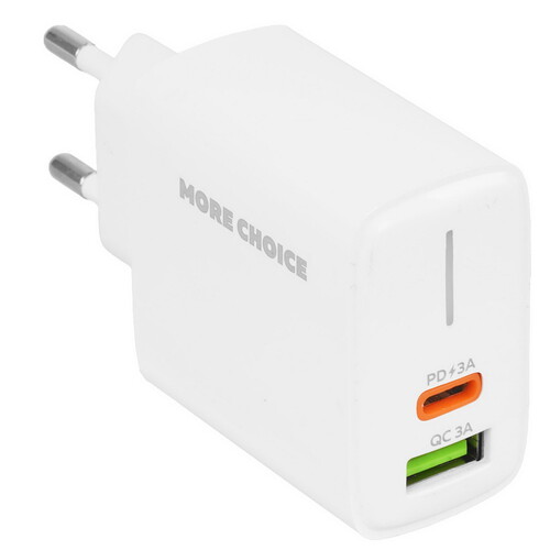 Купить Сетевое зарядное устройство More Choice NC61 белый  9184653. Характеристики, отзывы и цены в Донецке