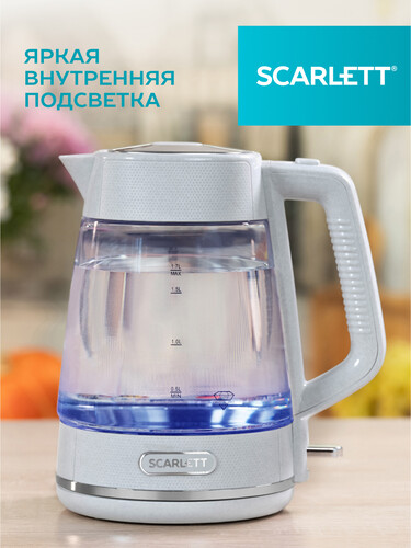 Купить Электрочайник Scarlett SC-EK27G104 белый  9240131. Характеристики, отзывы и цены в Донецке