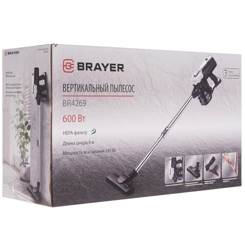 Купить Пылесос  вертикальный  Brayer BR4269  черный  9075150. Характеристики, отзывы и цены в Донецке