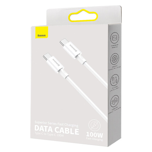 Купить Кабель круглый Baseus USB Type-C - USB Type-C белый 1 м  9260774. Характеристики, отзывы и цены в Донецке
