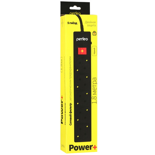 Купить Сетевой фильтр Perfeo POWER+ PF-PP-5/1.8-B черный  9172306. Характеристики, отзывы и цены в Донецке