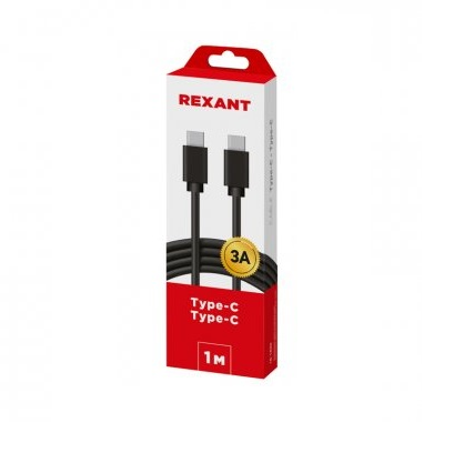 Купить Кабель круглый REXANT USB Type-C - USB Type-C черный 1 м  5479553. Характеристики, отзывы и цены в Донецке