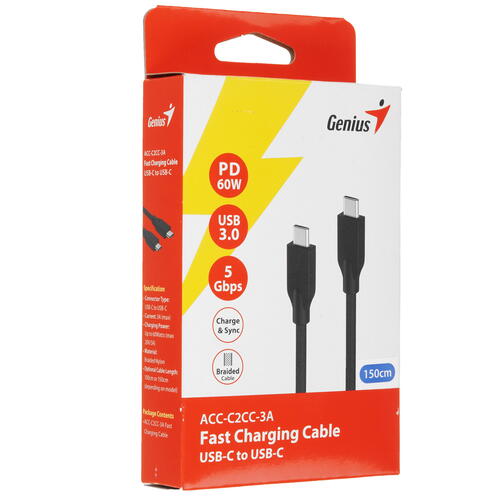 Купить Кабель круглый Genius USB Type-C - USB Type-C черный 1.5 м  5454727. Характеристики, отзывы и цены в Донецке