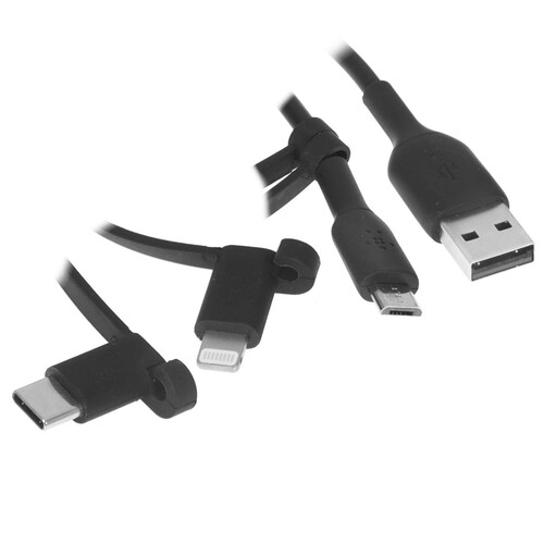 Купить Кабель круглый Belkin Lightning 8-pin MFI, micro USB, USB Type-C - USB 2.0 Type-A черный 1 м  4816565. Характеристики, отзывы и цены в Донецке