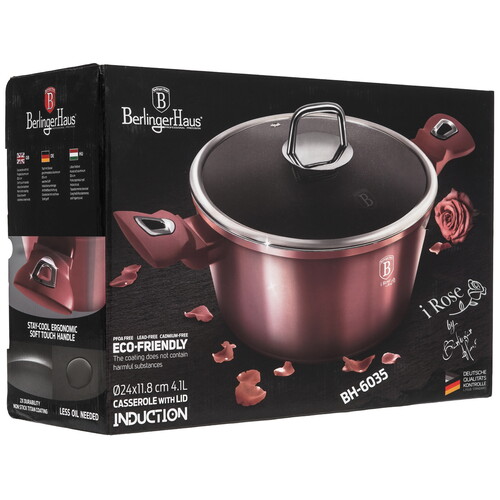 Купить Кастрюля Berlinger Haus I-Rose Edition BH-6035 4 л 24 см розовый  9151285. Характеристики, отзывы и цены в Донецке