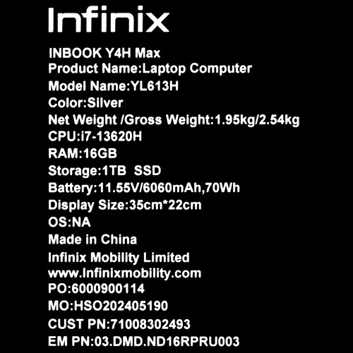 Купить 16" Ноутбук Infinix InBook Y4H MAX YL613H серебристый  5463822. Характеристики, отзывы и цены в Донецке