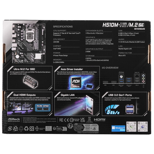 Купить Материнская плата ASRock H510M-H2/M.2 SE  5436747. Характеристики, отзывы и цены в Донецке