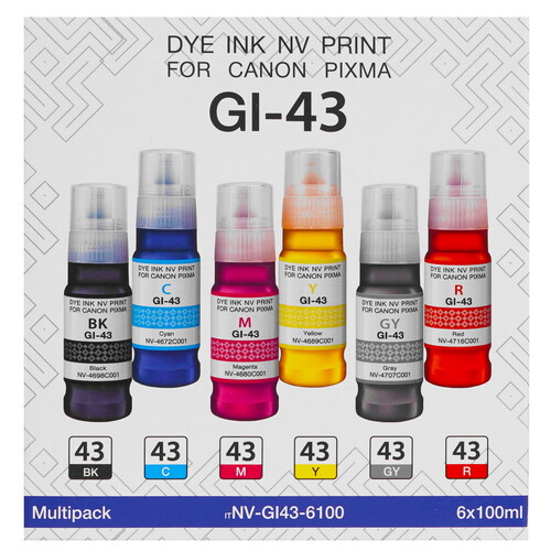 Купить Чернила водорастворимые, пигментные NV-Print GI-43 голубой, желтый, красный, пурпурный  9301058. Характеристики, отзывы и цены в Донецке