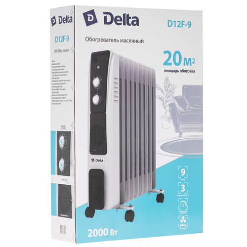 Купить Масляный обогреватель DELTA D12F-9 серый  9297600. Характеристики, отзывы и цены в Донецке