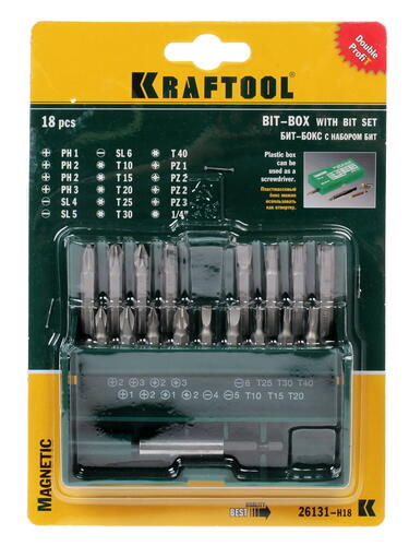Купить Набор бит KRAFTOOL 26131-H18  1070839. Характеристики, отзывы и цены в Донецке